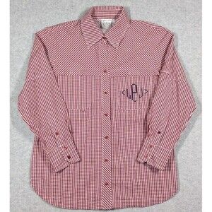 Finley Women Top‎ Medium Picnic Gingham Plaid Check Fishing Shirt Mesh Lining